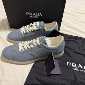 Prada Men's Gray Leather Sneakers